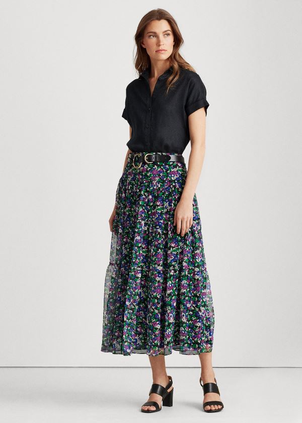 Women's Ralph Lauren Floral Tiered Peasant Skirts | 341768SNG